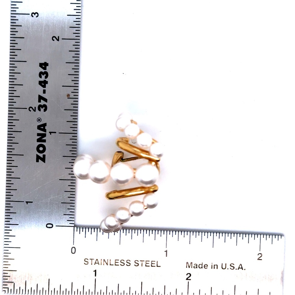 Gold and White Pearl Cascade Earrings - Picture 7 of 8